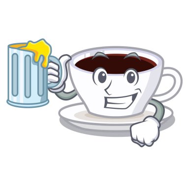 Cartoos şeklinde meyve suyu latte macchiato ile