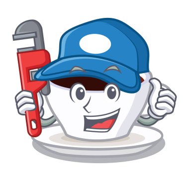 Buzdolabında Tesisatçı karakter latte macchiato