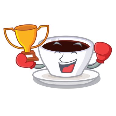 Buzdolabında Boks kazanan karakter latte macchiato