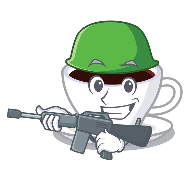 Army Latte Macchiato isoliert mit dem Maskottchen — Stockvektor