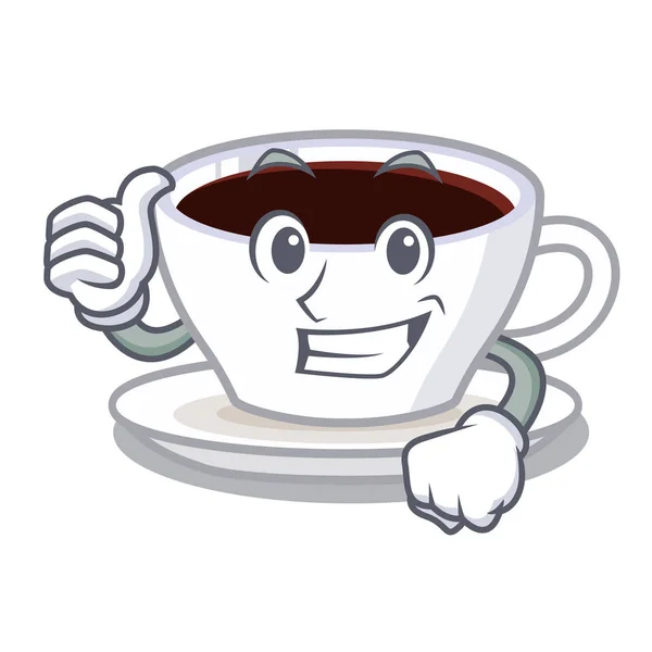 Thumbs up latte macchiato karikatür cam dökülür — Stok Vektör