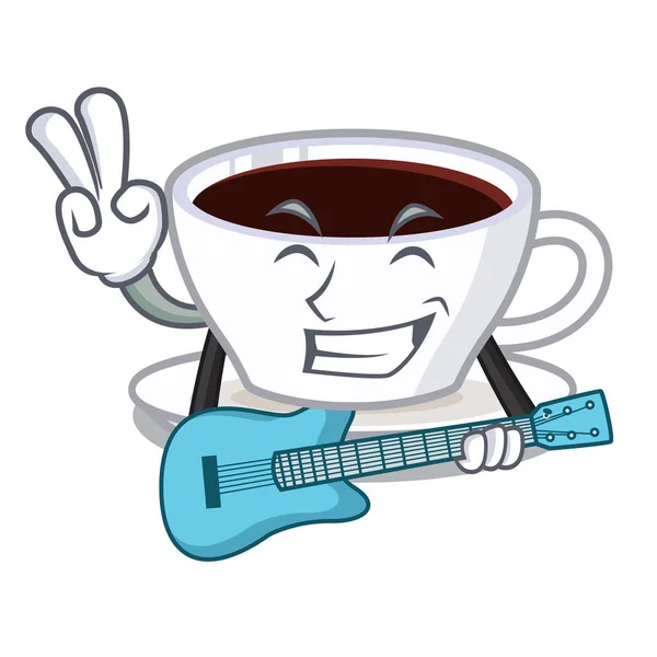 Cartoos şeklinde gitar latte macchiato ile — Stok Vektör