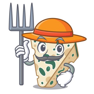 Karikatür şeklinde Çiftçi mavi peynir