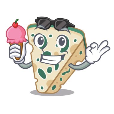 Karikatür plaka servis dondurma mavi peynir ile