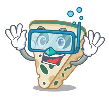 Karikatür plaka servis dalış mavi peynir