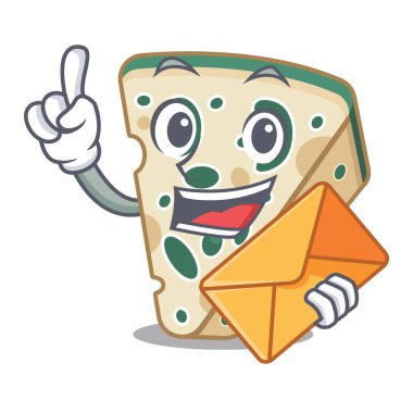 Karikatür plaka servis zarf mavi peynir ile