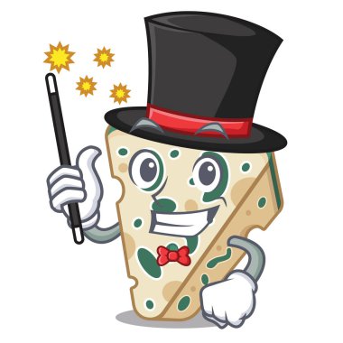 Sihirbaz mavi peynir maskot ile izole