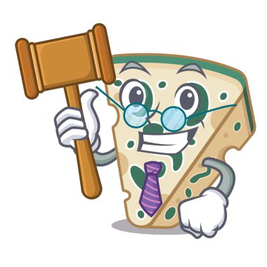 Yargıç mavi peynir maskot ile izole