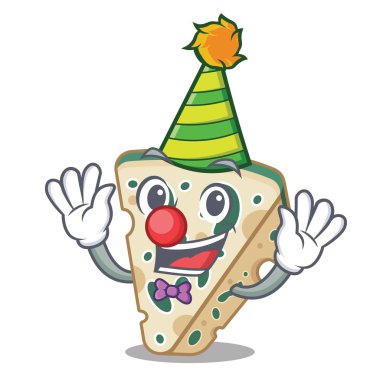 Palyaço mavi peynir maskot ile izole