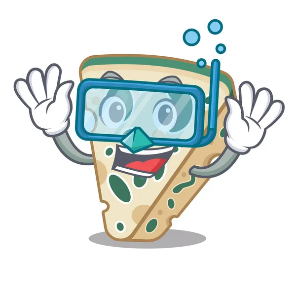 Buceo de queso azul servido en plato de dibujos animados — Vector de stock