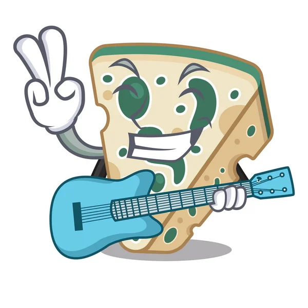 与吉他蓝色奶酪在字符冰箱 — 图库矢量图片