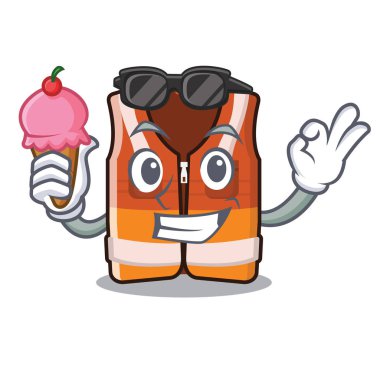 Dondurma güvenlik yeleği maskot duvarında asılı ile