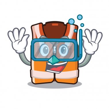 Maskot duvarında asılı dalış güvenlik yeleği