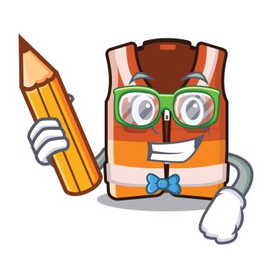 Maskot duvarında asılı öğrenci güvenlik yeleği