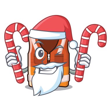 Karikatür dolaba saklanan şeker güvenlik yeleği ile Santa