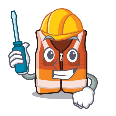 Çizgi film dolabında saklanan otomotiv güvenlik yeleği