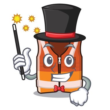 Çizgi film dolabında saklanan sihirbaz güvenlik yeleği