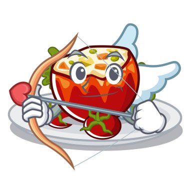 Cupid dolması domates karakter plakaları koymak