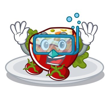 Maskot izole domates dolması Dalış