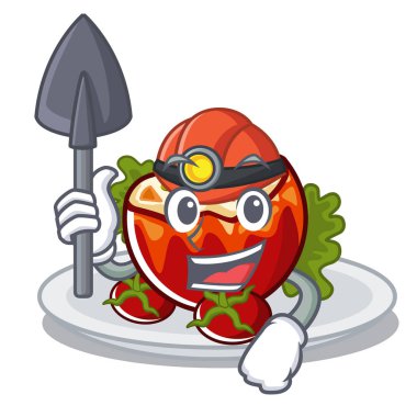 Bir karikatür tahtası üzerinde Madenci dolması domates