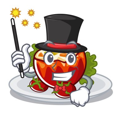 Karikatür şeklinde Sihirbaz dolması domates