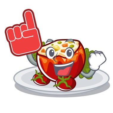 Karikatür şeklinde köpük parmak dolması domates