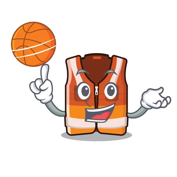 Basketbol güvenlik yeleği karakter izole ile — Stok Vektör