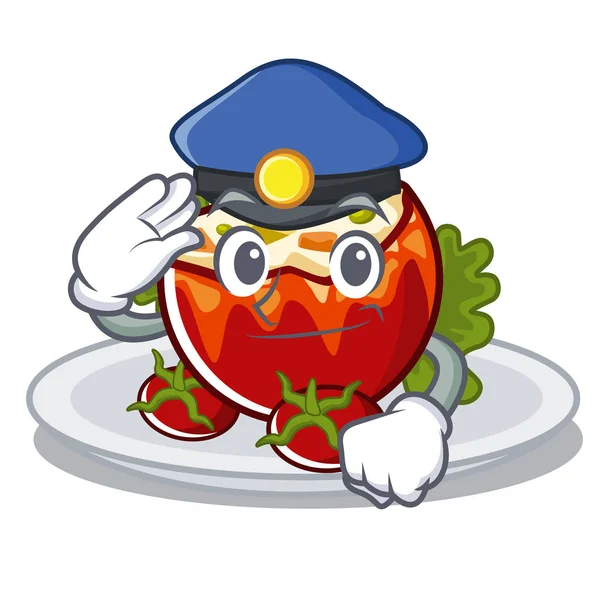 Polícia recheado tomates colocar em placas de caráter — Vetor de Stock