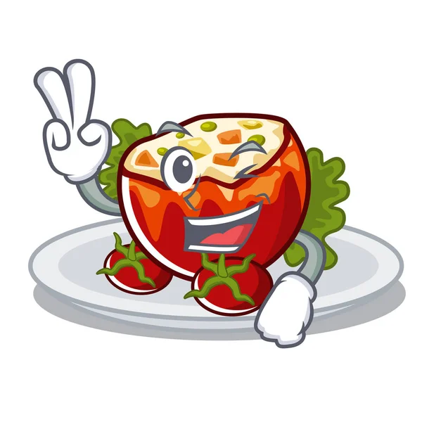 Dos tomates rellenos de dedo aislados en la mascota — Archivo Imágenes Vectoriales