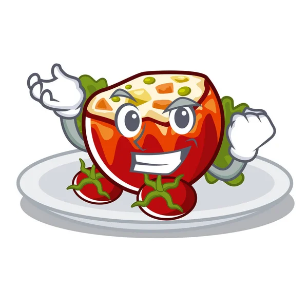 Tomates recheados bem sucedidos isolados na mascote — Vetor de Stock
