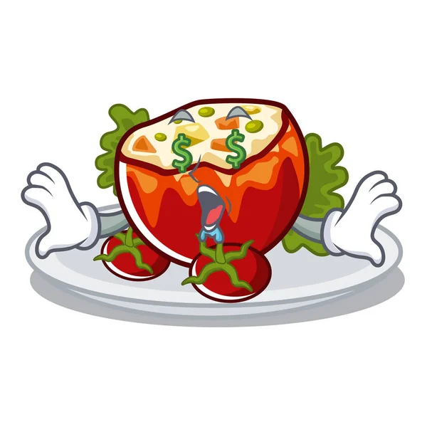 Karikatür şeklinde Para göz dolması domates — Stok Vektör