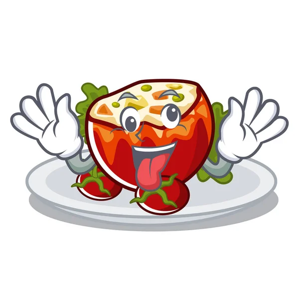 Tomates recheados loucos na forma de desenhos animados — Vetor de Stock