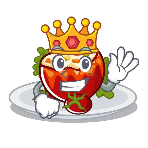 Rei recheado tomates na forma de desenhos animados — Vetor de Stock
