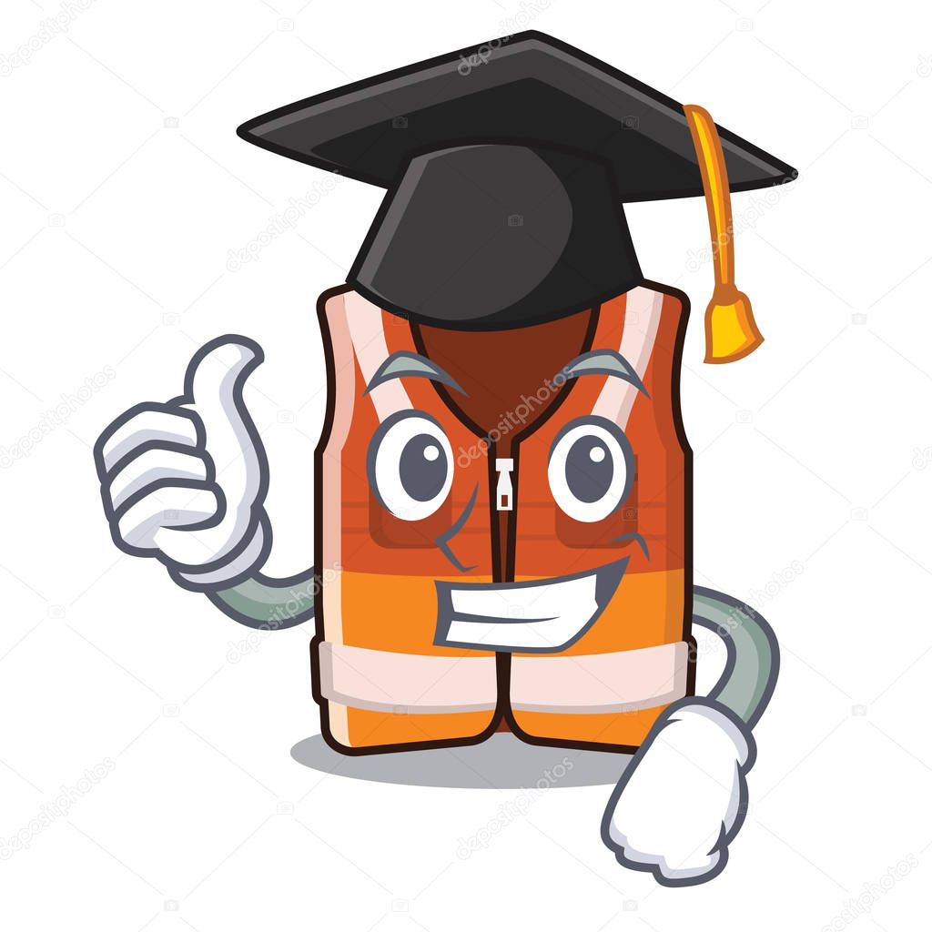 Graduation safety vest hanging on mascot wall
