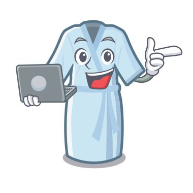 Bir karikatür şeklinde dizüstü bornoz ile