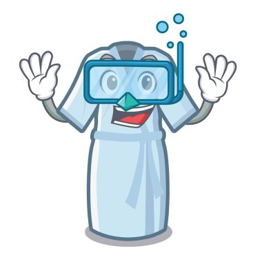 Dalış bornoz maskot masanın üzerine yerleştirilir