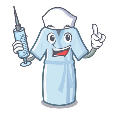 Hemşire bornoz maskot masasının üzerine yerleştirilir