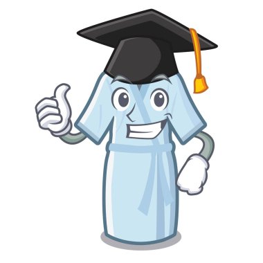 Mezuniyet bornoz maskot masanın üzerine yerleştirilir