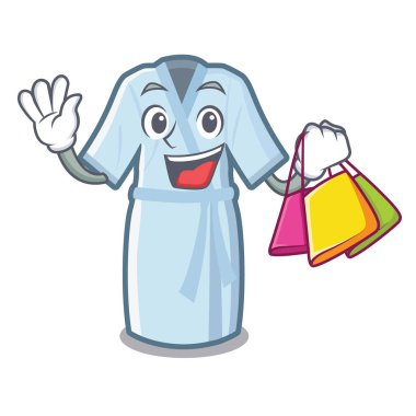 Alışveriş bornoz maskot masanın üzerine yerleştirilir