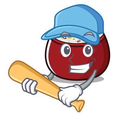 Beyzbol lor pirinç maskot kase servis oynamak