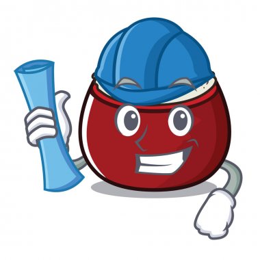 Ahşap karikatür masa üzerinde Mimar lor pirinç