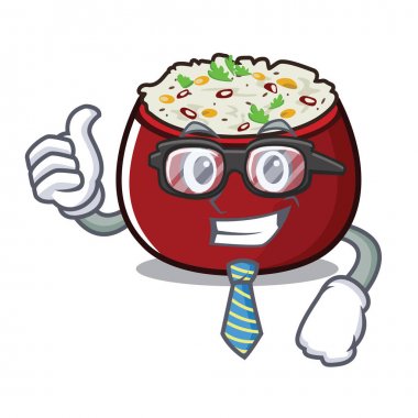 Ahşap karikatür masa nın üzerinde işadamı lor pirinç