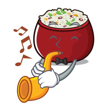 Karikatür ile izole trompet lor pirinç ile