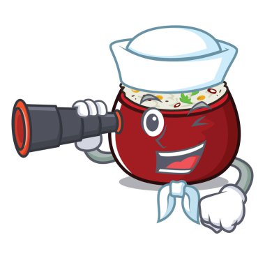 Karikatür ile izole dürbün lor pirinç ile Denizci