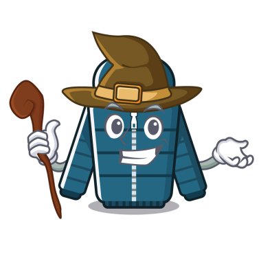 Cadı kış ceket maskotu ile izole