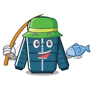 Balıkçılık kış ceket maskot ile izole