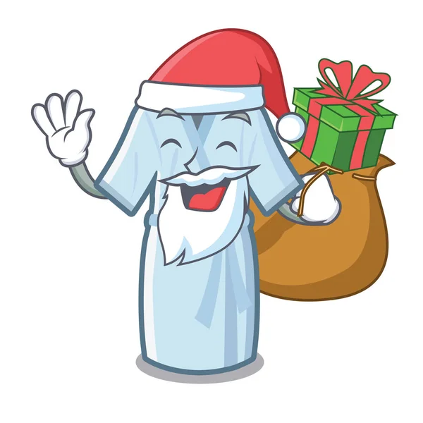 Santa con albornoz de regalo aislado en la caricatura — Vector de stock