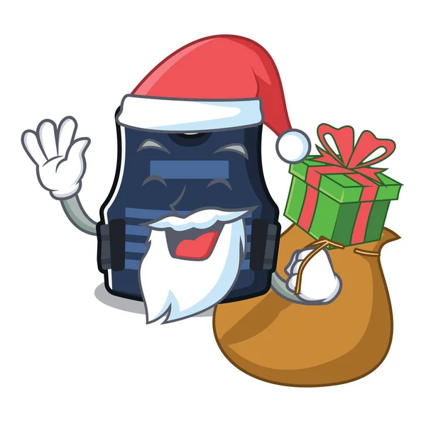 Santa con chaleco Bulletprof regalo almacenado en el armario de dibujos animados — Vector de stock