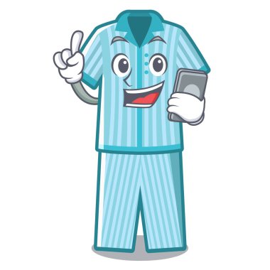 Karakterde izole edilmiş telefon pijamaları ile