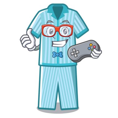 Bir karikatür yatakta yerleştirilen oyuncu pijama